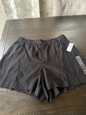 GAP Linen Factory Black Elastic Drawstring  Shorts